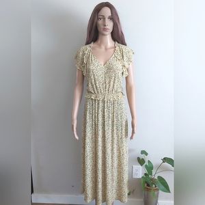 Mango Floral Maxi Dress - Yellow and Green